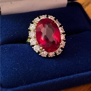 Ring, Simulated Ruby, Jacqueline Kennedy Collection. New WT